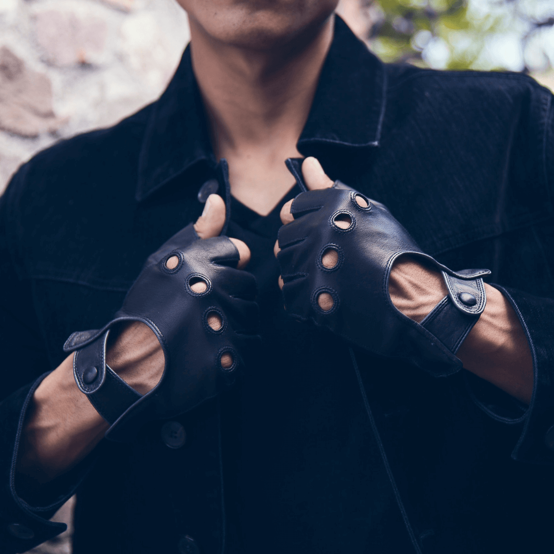 Men's Fingerless Driving Glove With Knuckle Cutouts