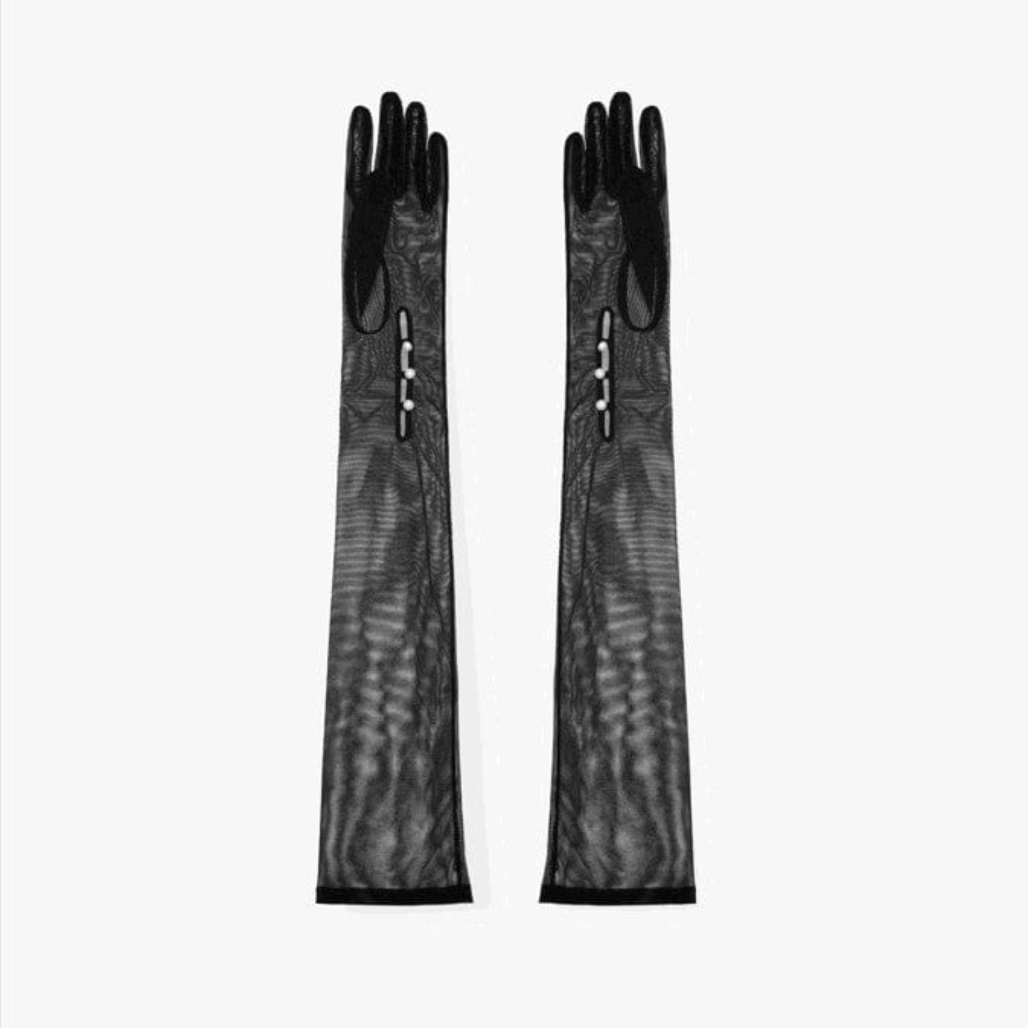sheer mesh runway opera glove with in black