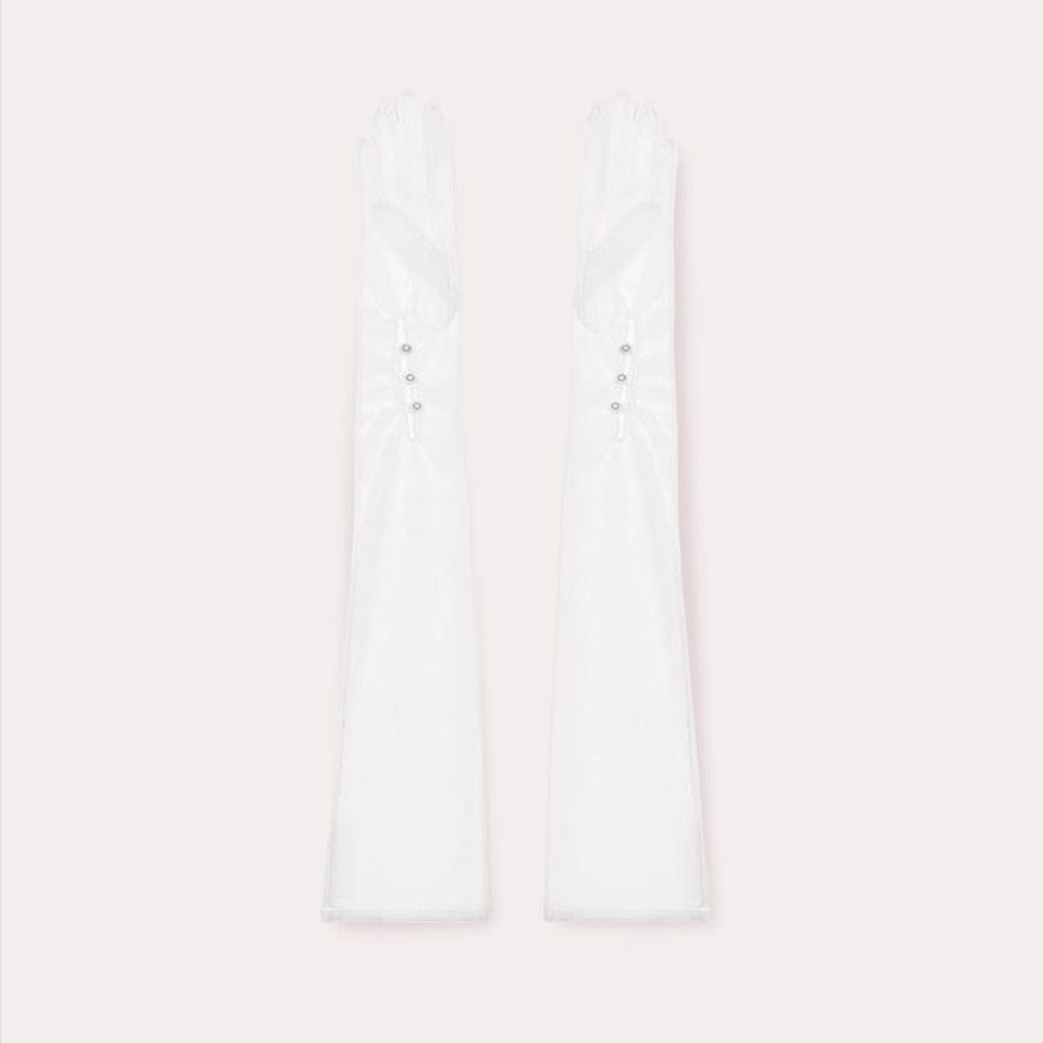 sheer mesh runway opera glove with in white