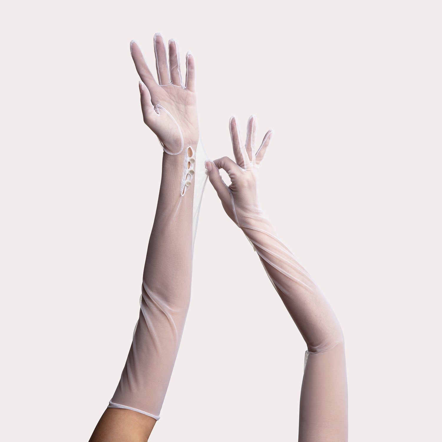 French Nylon Hosiery Opera Glove WHITE