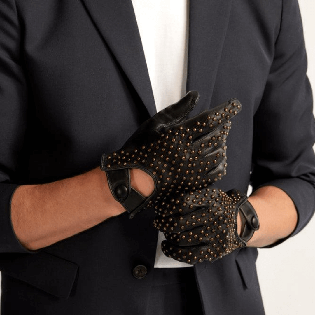 Men's Leather Studded Driving Glove