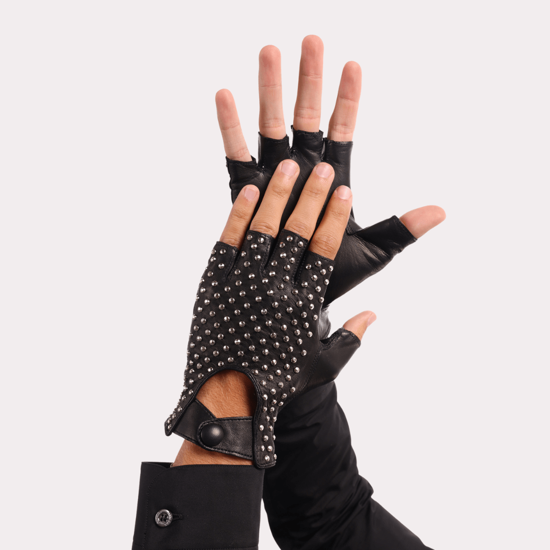 Men's Studded Fingerless Driving Glove