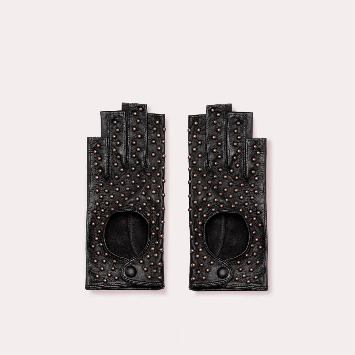SEYMOURE_STUDED_BLK_BLACK_LEATHER_3/4 FINGERLESS