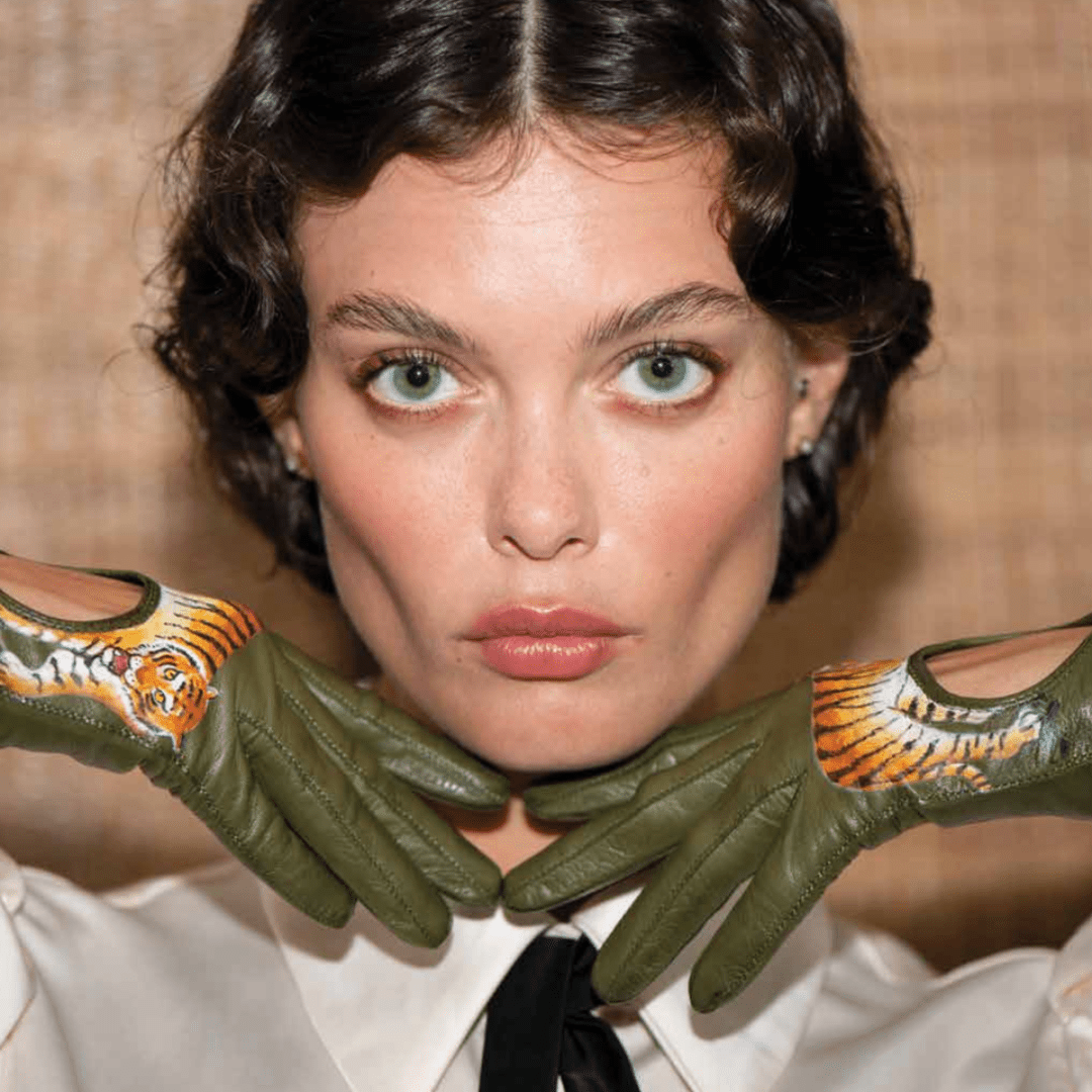 Hand Painted Tiger Fingerless Driving Gloves - Limited Edition