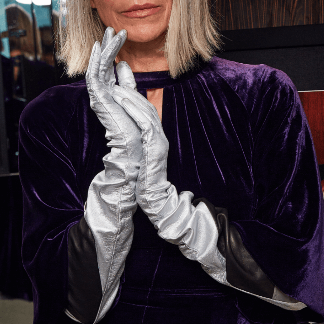 Colorblock Metallic Extended Runway Opera Glove