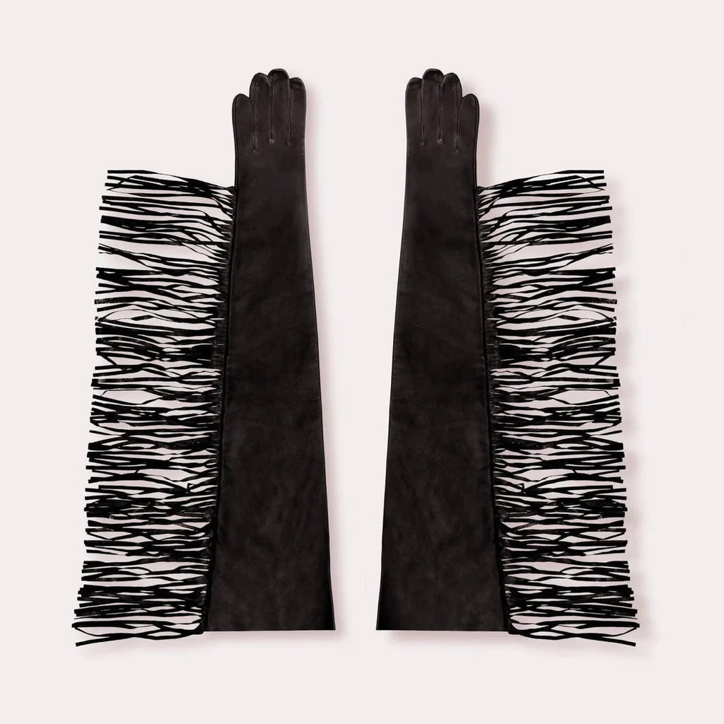 Men's Leather Stacked Opera Glove with Fringe | Seymoure Gloves