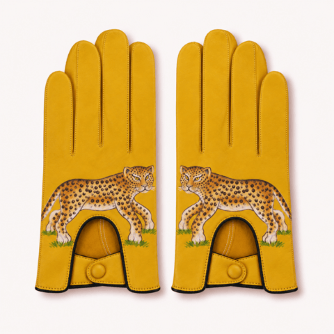 MEN'S HAND-PAINTED LEOPARD DRIVING GLOVES- Limited Edition