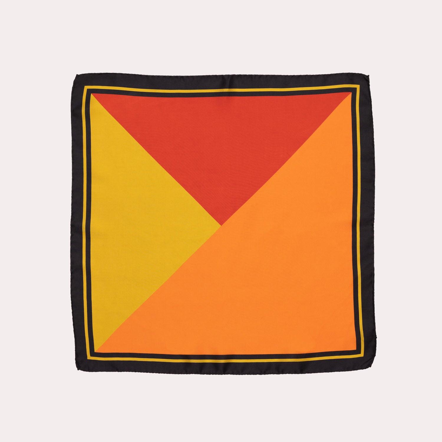 Orange red gold mango scarf by Seymoure Gloves.