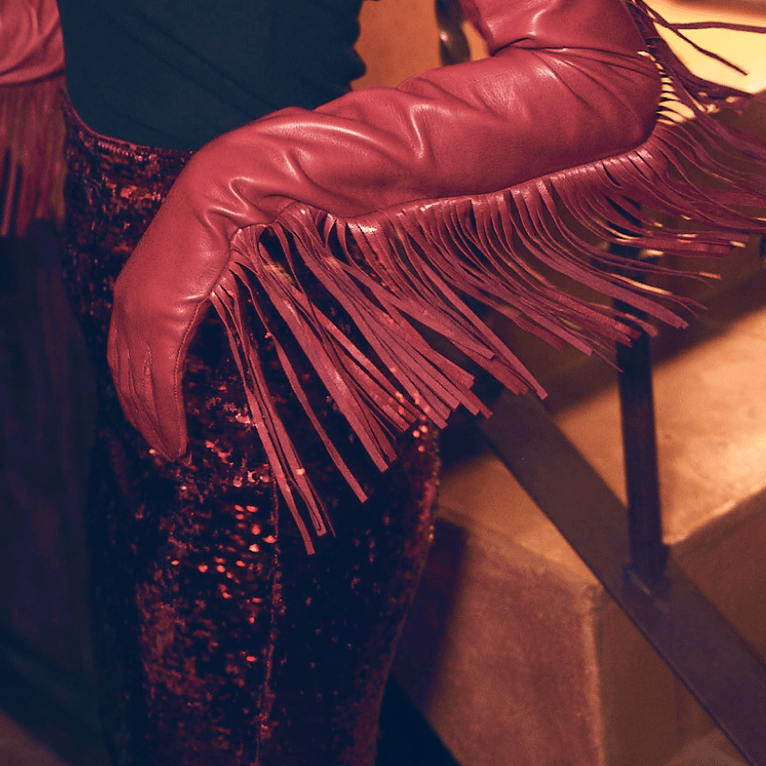Seymoure Gloves | Runway Glove with Fringe | Bronze | XS|S