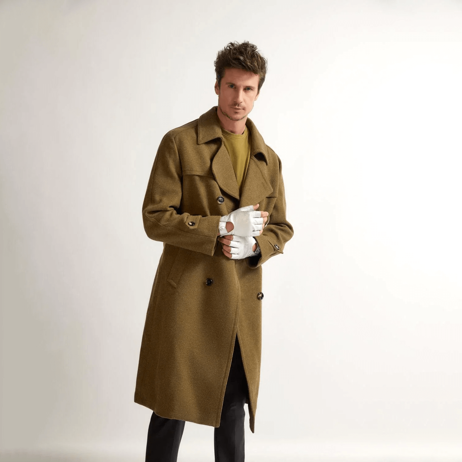 Men's Fingerless Driving Glove WHITE