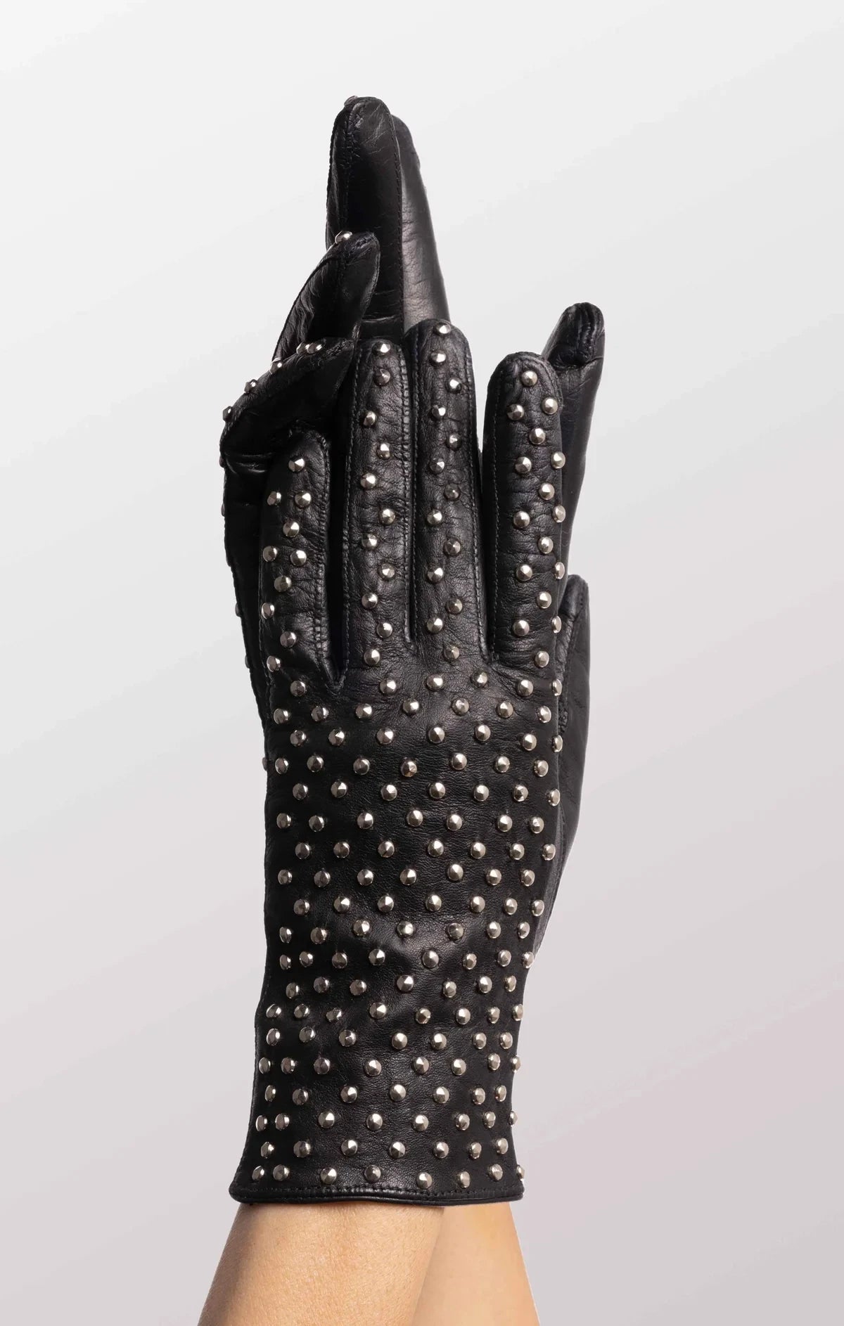 Kelly Glove Leather with Studs BLACK