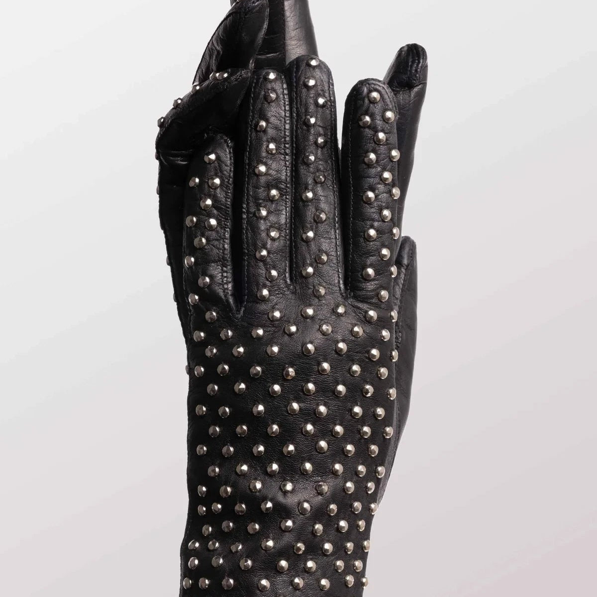 Kelly Glove Leather with Studs BLACK