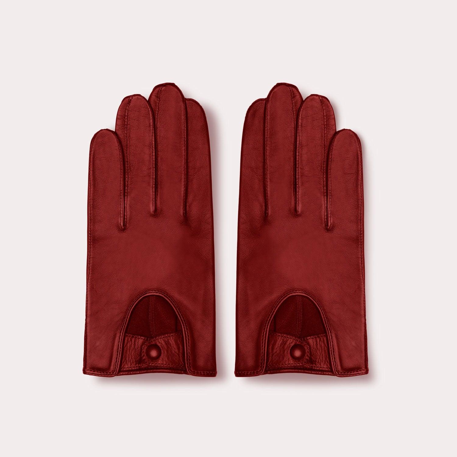 Red men's driving gloves, male driving gloves RED, WINE