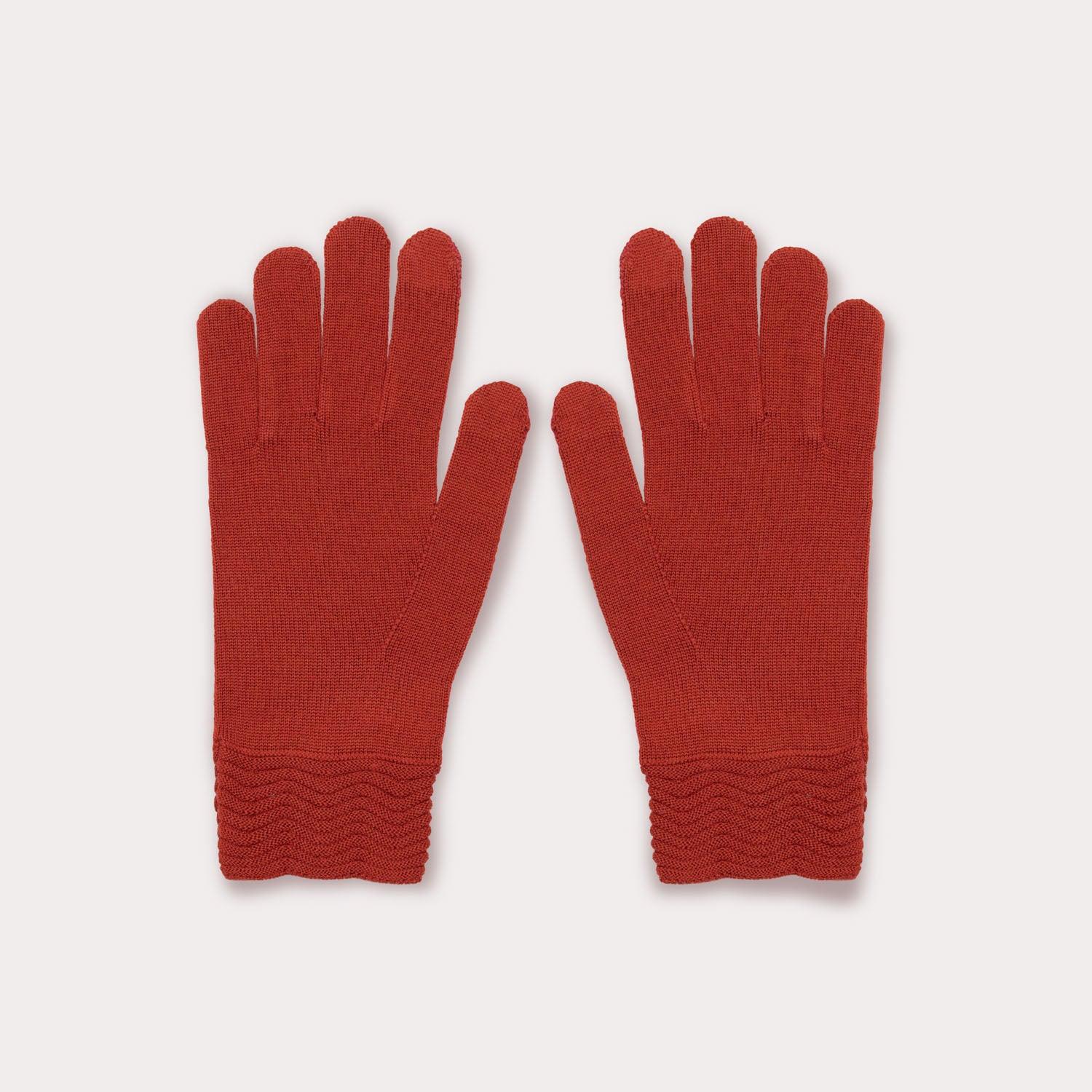 Red wool tech gallery gloves by Seymoure Gloves.