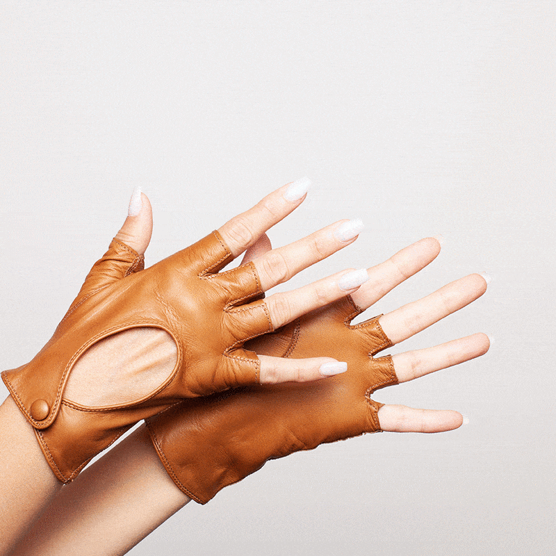 Original Washable Fingerless Driver Glove camel