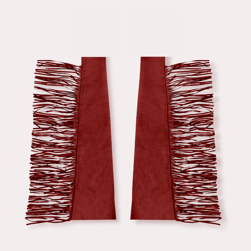 ⁠⁠Women’s Leather Sleeve with Fringe &mdash; Red / M - 7