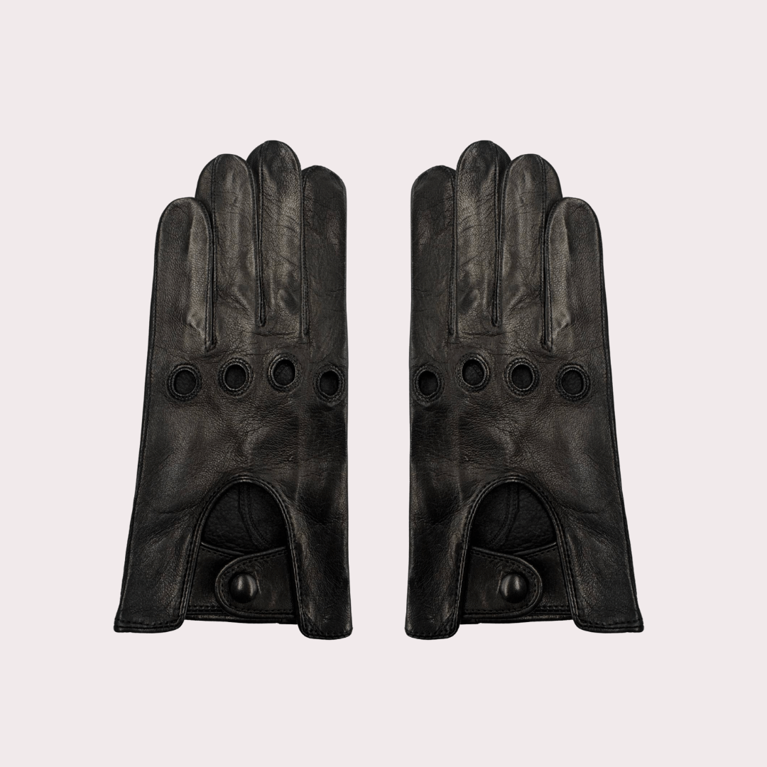 Men’s Leather Driving Glove with Knuckle Holes