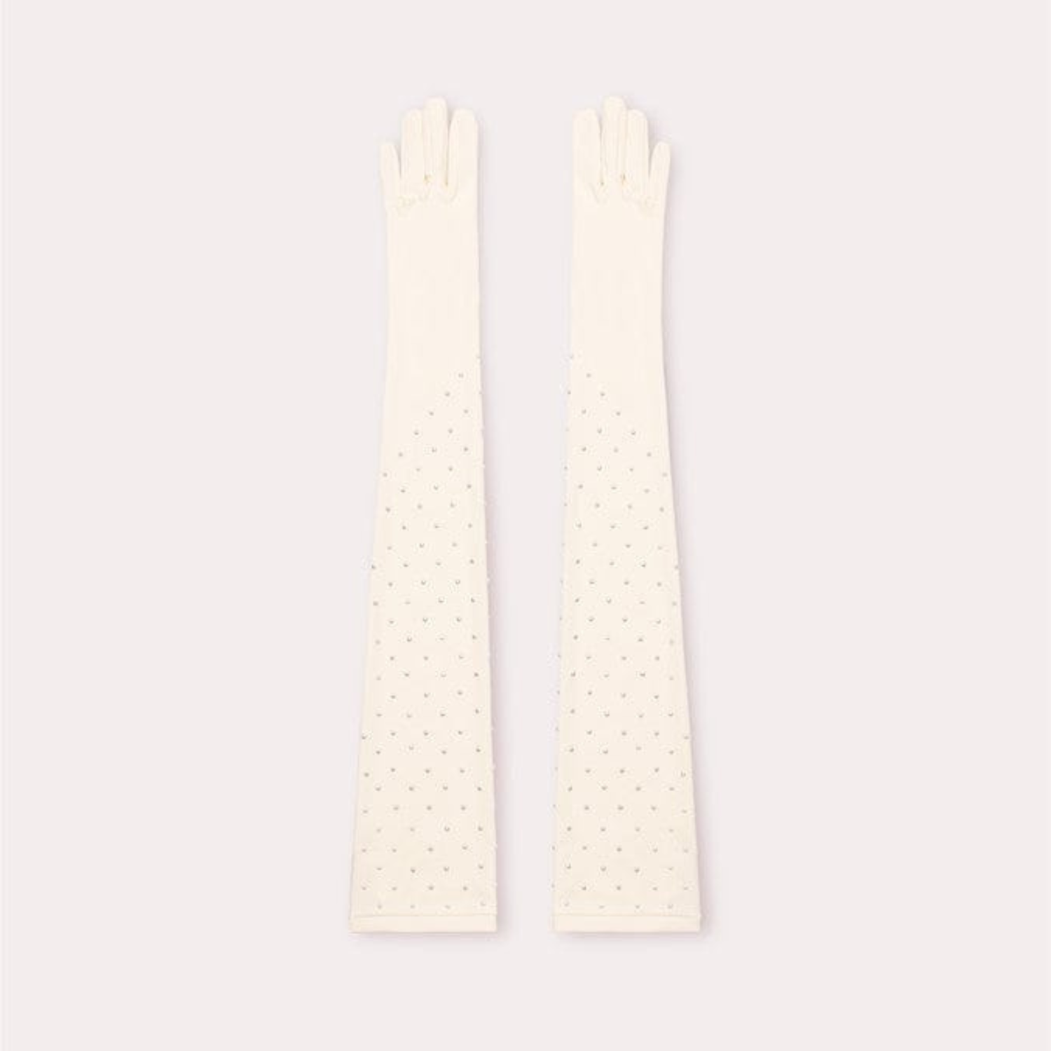 Nylon Runway Opera Glove with Pearls