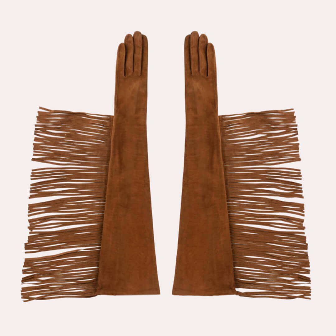 手袋 Leather Fringe Gloves Fringed Gauntlet – Sullivan Glove Co