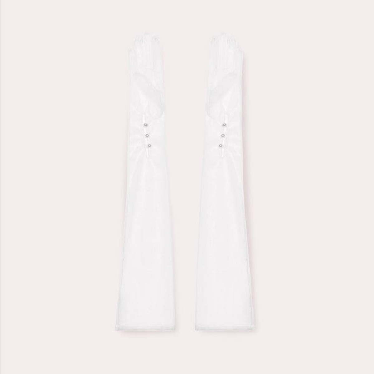 sheer mesh runway opera glove with in white