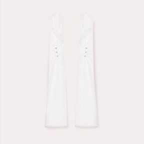 sheer mesh runway opera glove with in white