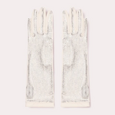 women's mid-length glove with sequins in white