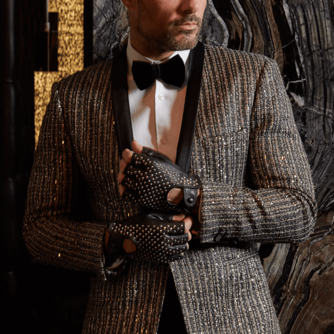 Men's Studded Fingerless Driving Glove