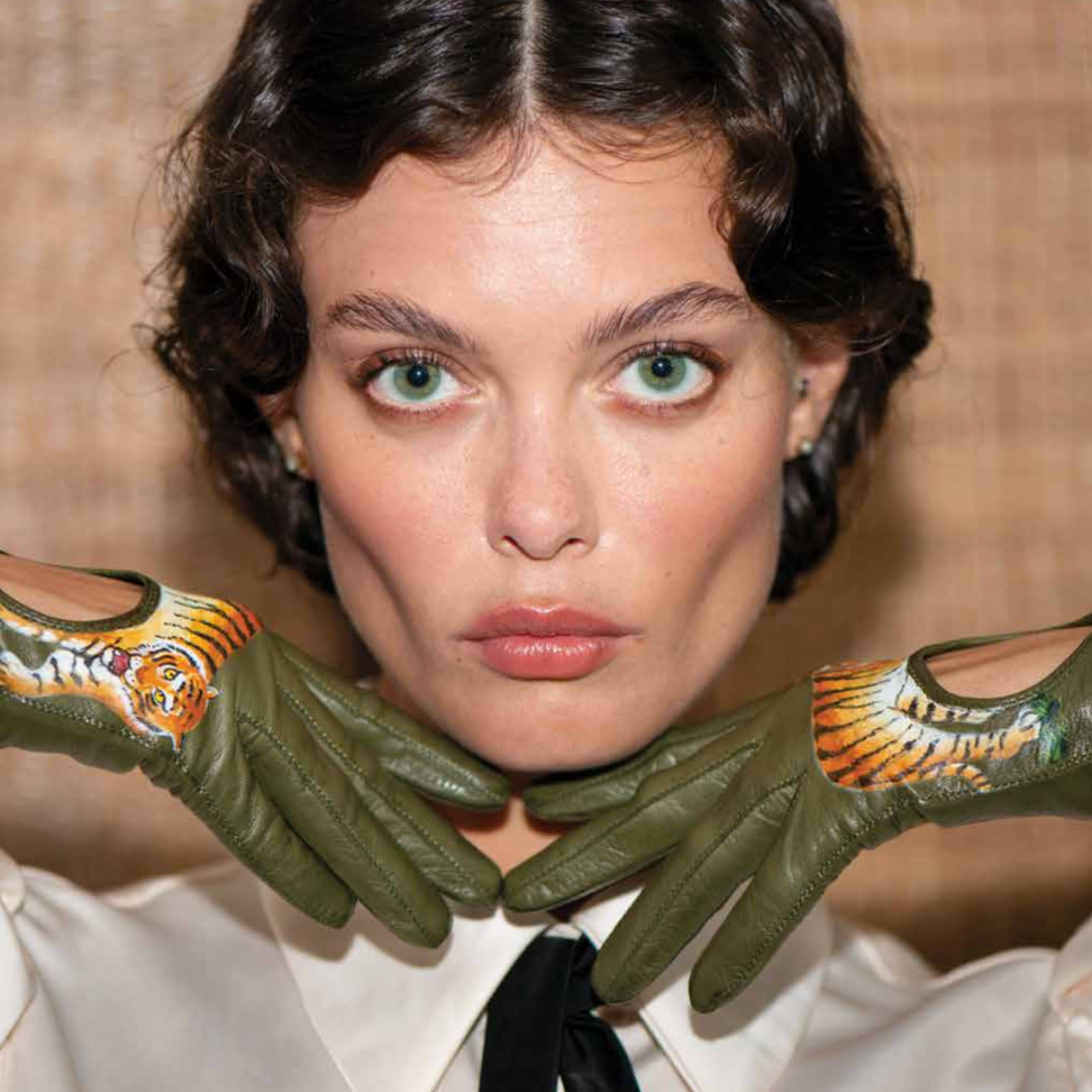 Hand Painted Tiger Fingerless Driving Gloves - Limited Edition