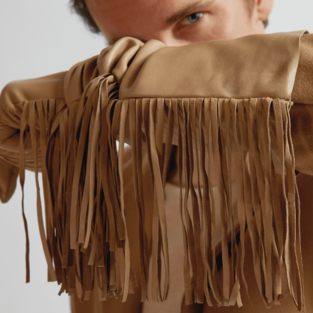 Men's Leather Stacked Opera Glove with Fringe