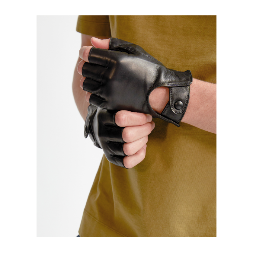 Men's Washable Leather Fingerless Driving Glove