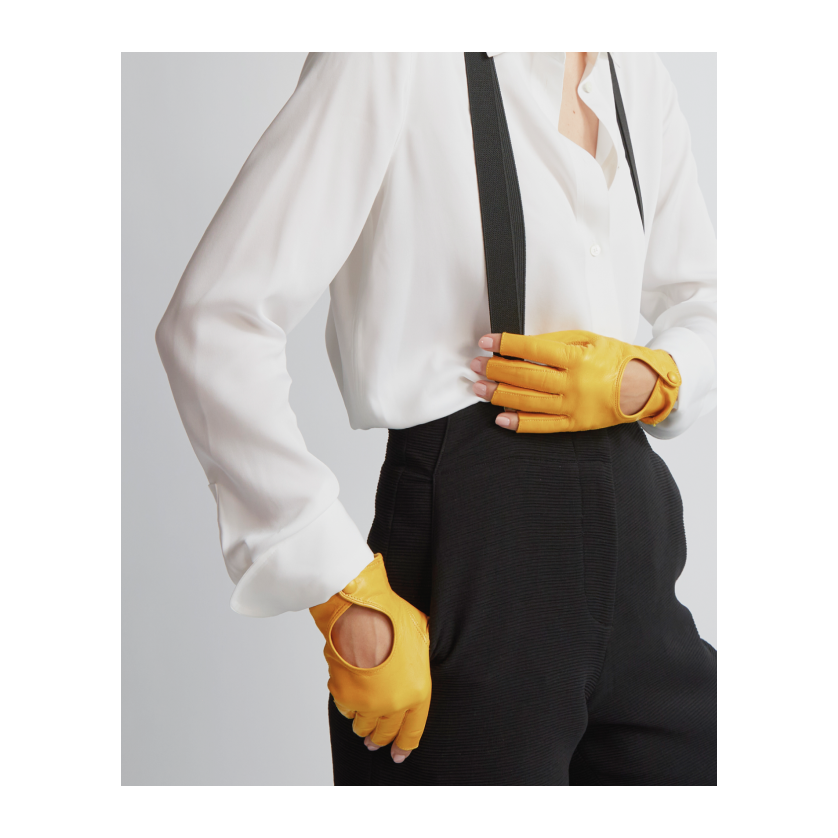 Seymoure-WAIST-YELLOW 3/4 DRIVING GLOVES