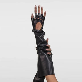 Patricia Field Glove Combo | Fingerless Driving Glove and Leather Sleeve