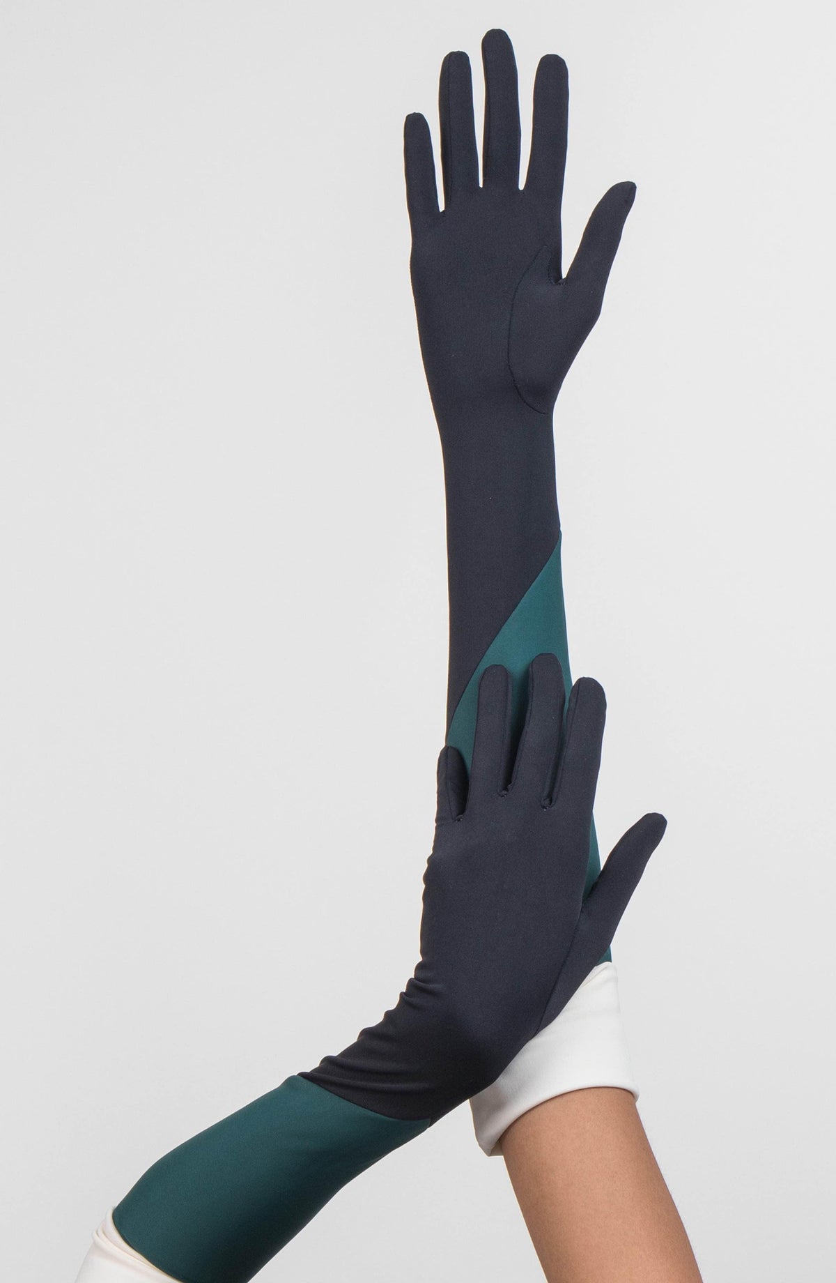 Colorblock Recycled Nylon Runway Glove by Seymoure Gloves.