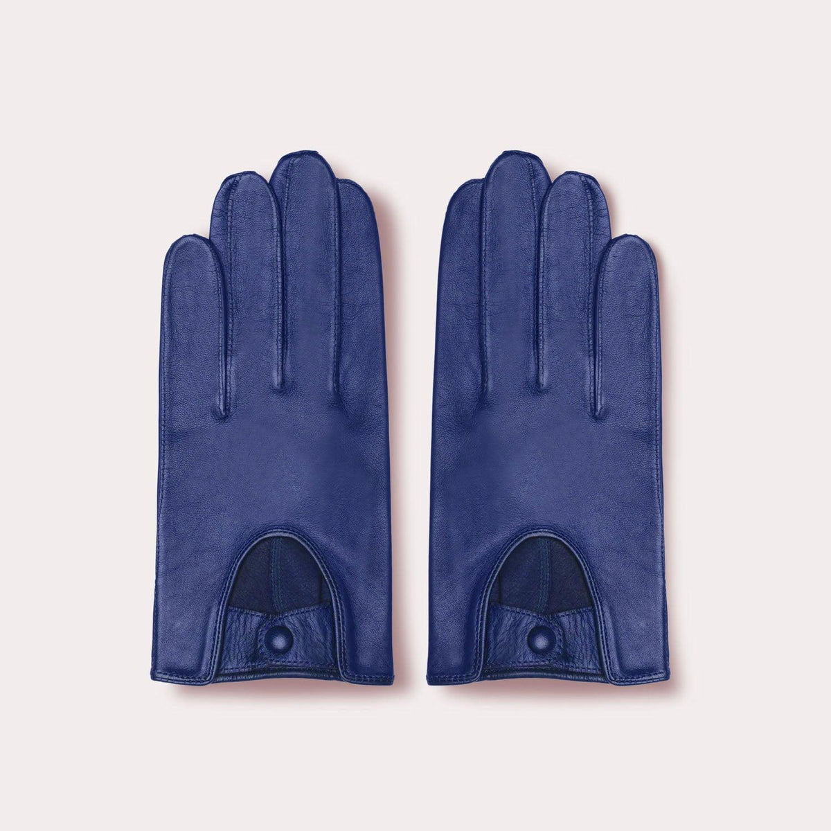 Blue leather men's driving gloves, male driving gloves.