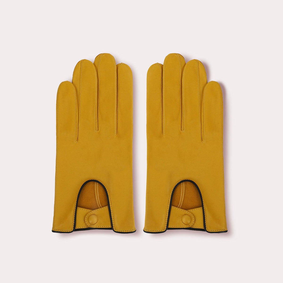 Yellow men's driving gloves, male driving gloves.