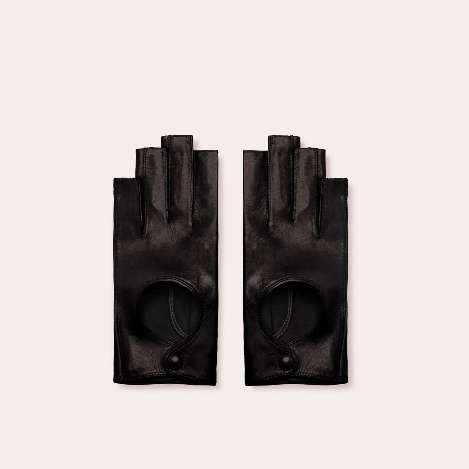 Driving Gloves: Driving Black Fingerless Leather Gloves!