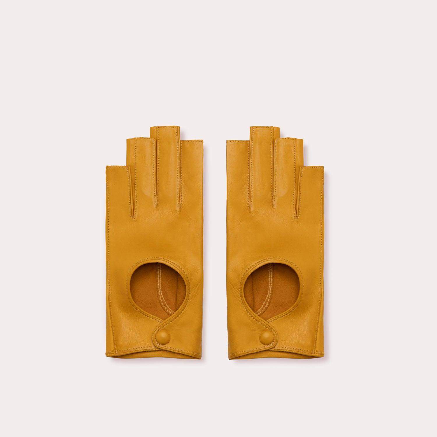3/4 Fingerless Driver Glove L / Yellow