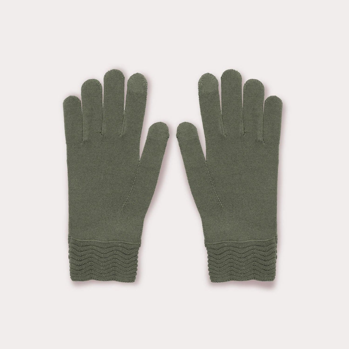 Green wool tech gallery gloves by Seymoure Gloves.