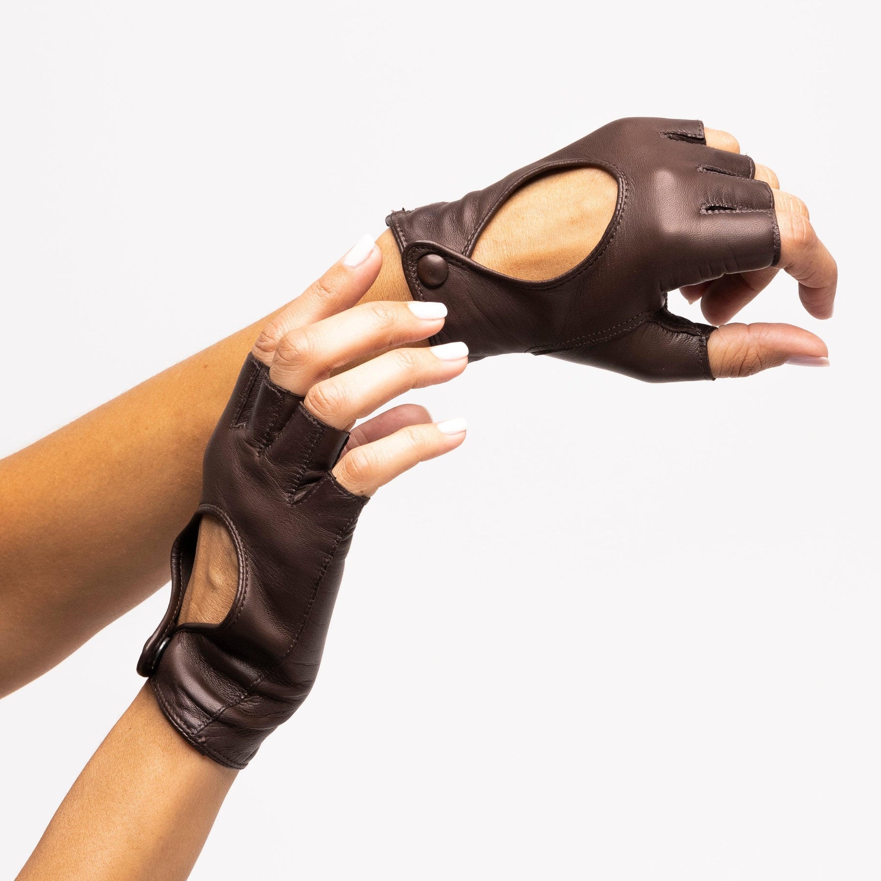 Fingerless Driving Gloves Dark Brown, Handcrafted