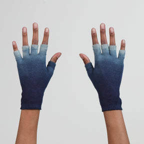 Blue Dip Dye Fingerless Gloves by Seymoure Gloves.