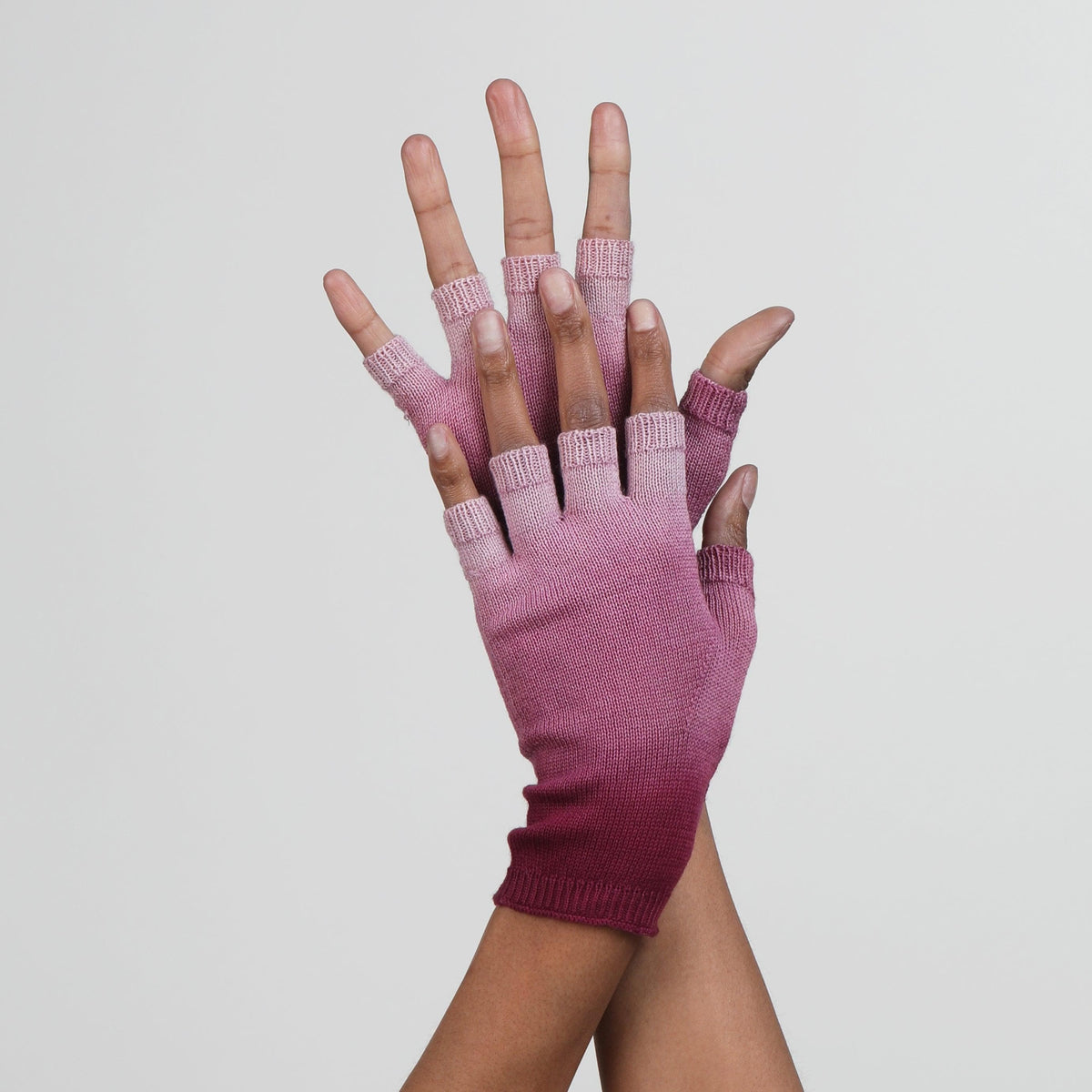 Red Dip Dye Fingerless Gloves by Seymoure Gloves.